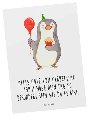 Produktbild von Mr. & Mrs. Panda Postkarte 1999 Geburtstag - Weiß - Geschenk, Geburtstagsgeschenk, Ansichtskarten, Ansichtskarte, Alter, Geburtsjahr, Feier, Grußkarte, Magie, Postkarten