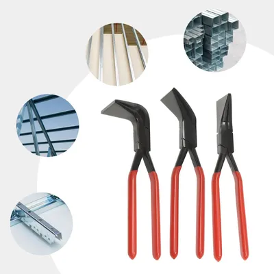 Produktbild von Blechbiegzangen - 3-teiliges Set - Backen 0°/45°/90° - Gerader Griff - Kohlenstoffstahl - Für Blech, Dach & Kfz-Reparatur - Rot