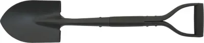 A black shovel on a white background.