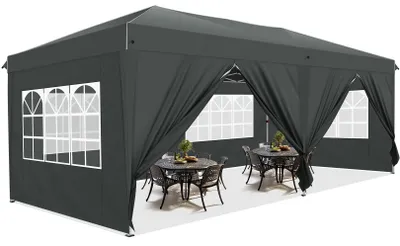 Immagine prodotto di Tenda pieghevole per feste - Tenda pieghevole - Tenda da sole - Tenda per terrazza - Tenda con pareti laterali - 3x6 metri