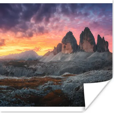 Produktbild von MuchoWow® Poster Felsen - Berg - Sonnenuntergang - Landschaft 100x100 cm - Babyzimmer