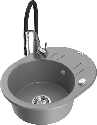Produktbild von Mexen Kevin 1 Becken-Granitspüle mit Abtropffläche und Mischbatterie Aster, Grau - 6517-71-73450-07
