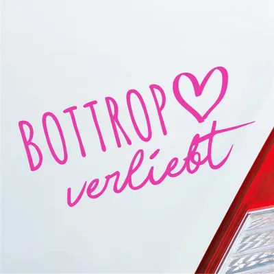 Produktbild von Auto Aufkleber Bottrop verliebt Herz Stadt Heimat Liebe Car 19x9 cm Pink Sticker Heckscheibenaufkleber