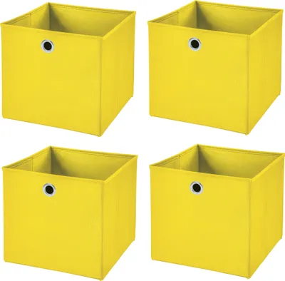 Produktbild von 4 Stück Gelb Faltbox 28 x 28 x 28 cm  Aufbewahrungsbox faltbar