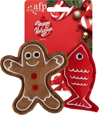 Produktbild von AFP Katzenspielzeug Happy Holidays Lebkuchenmann & Fisch 2er Pack