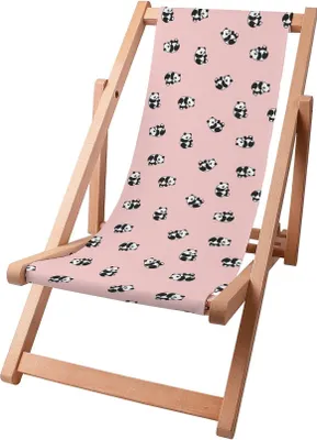 Image de Dreamroots Chaise longue enfant pliable bois, jusqu'à 130 kg, Chaise longue pliable avec dossier inclinable en 3 positions, Panda