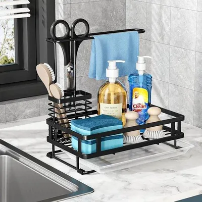 Immagine prodotto di Organizer per lavello in acciaio inossidabile con canaletta di scolo e portasciugamani