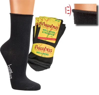 Produktbild von 3 Paar Bambus Viskose Socken Bambussocken mit Rollrand für  Damen Herren schwarz Gr. 39/42