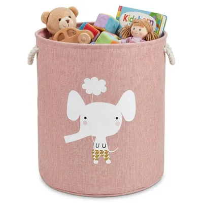 Produktbild von Celley Kinder Wäsche- & Spielzeugkorb Pink mit Elefant – 45 cm, KI-generiertes Bild