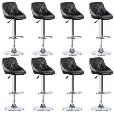 Image de Tabouret de bar (lot de 8) Chaise de bar pivotante Tabouret de cuisine en similicuir Réglable en hauteur Noir