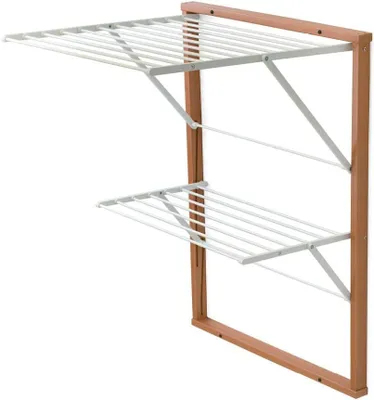 Produktbild von Wäscheständer - Kleiderstange - Zum Trocknen von Kleidung - Massive Holzkonstruktion - 11 Meter ausziehbar - Kirscheholz