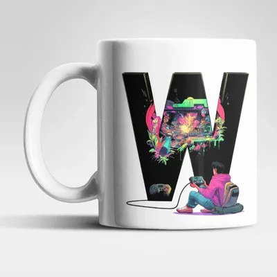 Produktbild von Name A bis Z Gamer Spieler Zocker Kaffeetasse Teetasse Tasse Geschenkidee – W