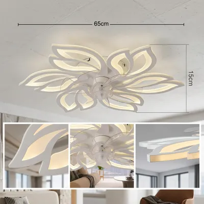 Immagine prodotto di Lampada a soffitto LED da 65 cm con ventola, ventola da soffitto silenziosa con illuminazione, telecomando e app per smartphone, temperatura di colore regolabile da 3000K a 6500K, dimmerabile