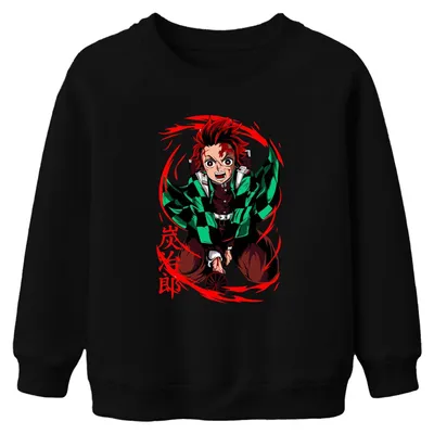 Immagine prodotto di Tanjiro Kimetsu no Yaiba Sun Breath Hinokami Anime Gift Unisex Kids Felpa Pullover, Nero, 140