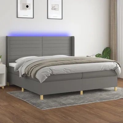 Produktbild von Maison Exclusive - Boxspringbett mit Matratze & LED Dunkelgrau 200x200 cm Stoff