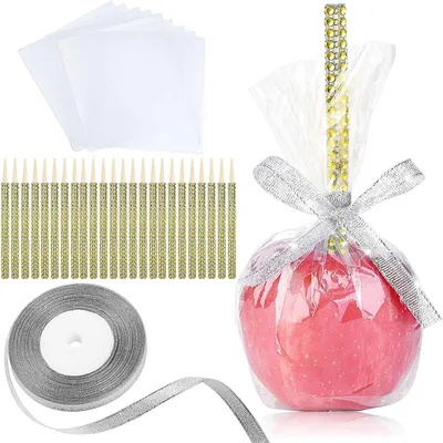 Image de Solidchoice - 24 bâtonnets de bambou ornés de strass, parfaits pour les pommes confites