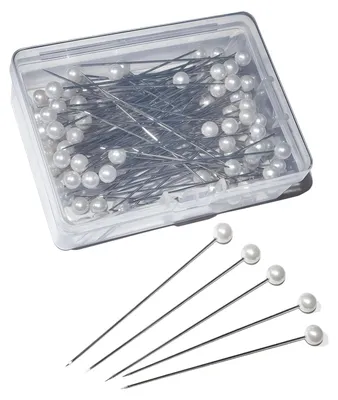 100 Stecknadeln mit Perlenkopf, weiß, Metall, für Blumen & Basteln