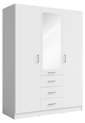 Produktbild von Masseno Drehtürenschrank NEVARIS 150,5/200,5/58cm 3-türig mit Spiegel Weiß
