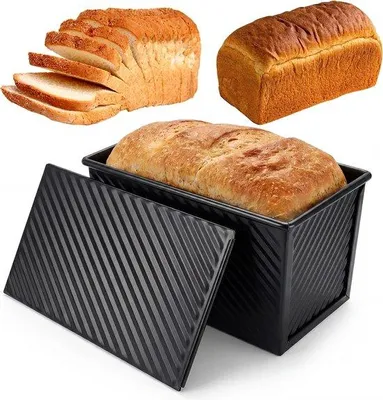 Productafbeelding van Broodblik met deksel 450 g, non-stick broodvorm koolstofstaal, antiaanbak bakvorm voor brood