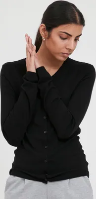 Produktbild von ICHI IHMAFA ROUND CA Damen Strickjacke Feinstrick Cardigan Strickcardigan Feinstrickjacke mit Knopfleiste Slim-Fit