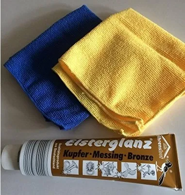 Produktbild von Elsterglanz Kupfer Messing Bronze Polierpaste 150ml u. 2 Microfasertücher