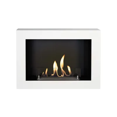 Immagine prodotto di Camino da parete a etanolo Xaralyn - Serra Riano - metallo bianco - potenza termica 1,5 kW - mensola da parete con camino da incasso incluso - camino decorativo