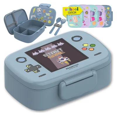 Produktbild von Brotdose Kinder mit Fächern, BPA frei, Lunchbox, Bento box, Brotbox, Brotdose Mädchen & Jungen, Snackbox mit Trennfächern, Vesperbox - Game