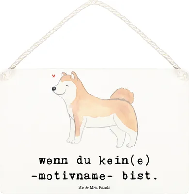 Produktbild von Mr. & Mrs. Panda Schild Akita Inu Lebensretter DIN A6 - Weiß - Geschenk, Wandbild Holz, Türschild, wandtafel, kleine aufmerksamkeit, holzbild