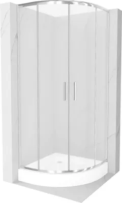 Zdjęcie produktu dla Mexen Rio kabina prysznicowa półokrągła 70 x 70 cm, szron, chrom + brodzik Rio, biały - 863-070-070-01-30-4710