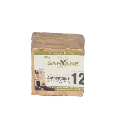 Productafbeelding van Aleppo zeep, olijfoliezeep met 12% laurierolie, 200 gram, handgemaakt