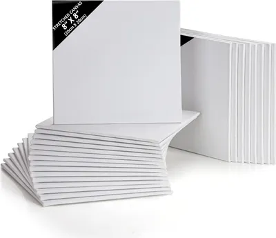 Produktbild von Kurtzy 24er Pack Leinwand zum Bemalen 20 x 20 cm - Quadratische, Vorgespannte Keilrahmen - Geeignet für Acryl- und Ölmalerei Sowie zum Skizzieren und