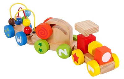 Produktbild von Holzspielzeug Zug mit Aktivitätswagen, 3-teilig, bunt für Kinder