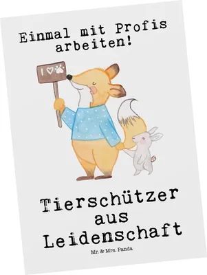 Produktbild von Mr. & Mrs. Panda Postkarte Tierschützer Leidenschaft - Weiß - Geschenk, bildkarte, Ansichtskarten, Grußkarte, Fotokarte, Postkarten