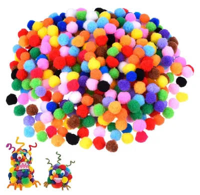 1200 Pompons 10 mm, bunte Mini Pompoms für DIY Basteln