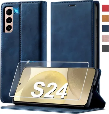 Obrázek produktu pro Samsung Galaxy S24 pouzdro kožené skládací peněženka nárazuvzdorné modré