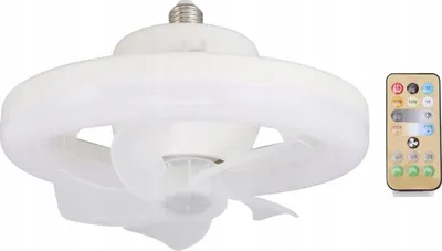 Zdjęcie produktu dla 2W1 Wiatrak Żarówka Wentylator Sufitowy Z Lampą Led + Pilot E27