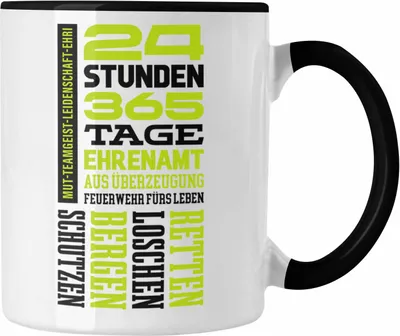 Produktbild von Trendation - Ehrenamtliche Feuerwehr Geschenk Tasse Feuerwehrmann Freiwillig (Schwarz)