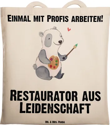 Produktbild von Mr. & Mrs. Panda Tote Bag Restaurator Leidenschaft - Transparent - Geschenk, Tasche, Beutel, Schultasche, Laptoptasche, Shopping