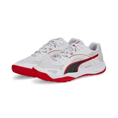 Produktbild von PUMA SolarSTRIKE II Hallenschuhe Unisex puma white/puma black/high risk red 43