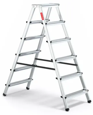 Produktbild von Baulich | Aluminium Haushaltsleiter - 2 x 6 Stufen - Max. Belastung 120 Kg - Höhe 2,83 M - Antirutschfüße