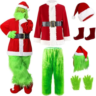 Produktbild von Grinch Kostüm Verkleidung Grinchs Anzug Cosplay Vollständiges Set Weihnachten M