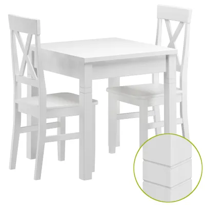 Produktbild von Tisch-Set mit Tisch und 2 Stühle Kiefer Massivholz waschweiß 90.70-50 B W-Set 23