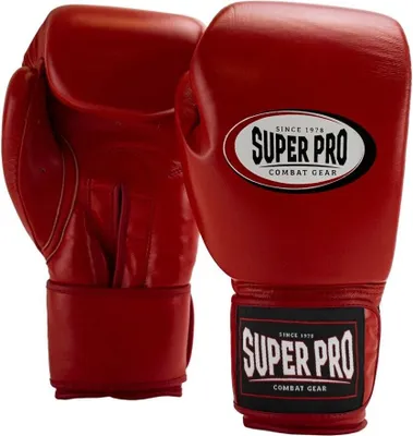 Produktbild von Super Pro Combat Gear Thai-Pro Leder (Thai-)Boxhandschuhe Rot-16 oz