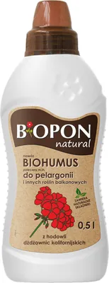 Zdjęcie produktu dla Biopon Natural Nawóz Biohumus Do Pelargonii Roślin Balkonowych 0,5l