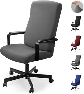 Immagine prodotto di Coprisedia elastico, lavabile, 2 pezzi, taglia M, grigio, per sedie da ufficio