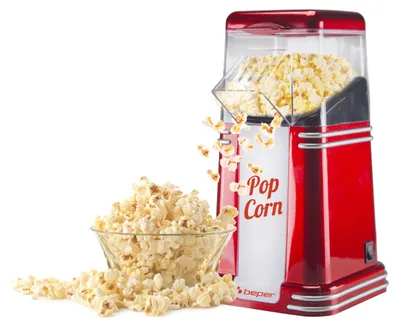 Heißluft-Popcornmaschine, fettfrei, 1200 W, 260 ml, Rot/Weiß
