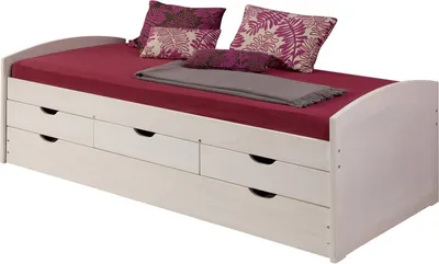 Produktbild von Bett mit Stauraum JULIA Kiefer massiv weiß Tagesbett Ausziehbett Bett 90x200 cm (B x L)