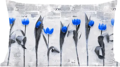 Produktbild von MuchoWow® Zierkissen Sofakissen Wohnzimmer Dekokissen 50x30 cm Blumen - Tulpen - Blau - Wohnzimmerdekoration - Polster mit Photo