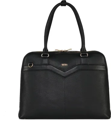 Produktbild von Socha Diamond Couture Black 15.6 Zoll Echtleder Laptoptasche - Schwarz
