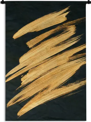 Produktbild von MuchoWow® Wandteppich Wandbehang Gold - Farbe - Streifen - Luxus - Abstrakt 120x180 cm Tapisserie Dekoration Wandtuch - Schlafzimmer - Dekorationen für das Haus